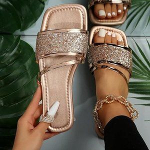 Metallic strappy fashion fall sandals